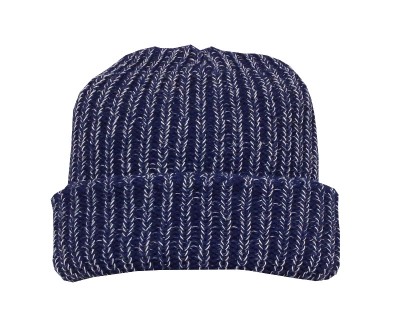 Navy Acrylic with Natural Wool hat